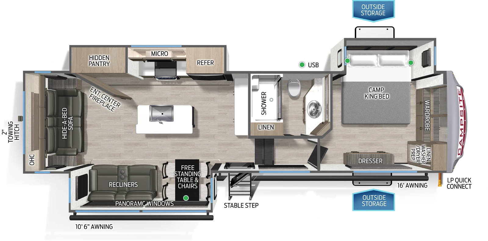 Campsite Elite 32BAM Floorplan